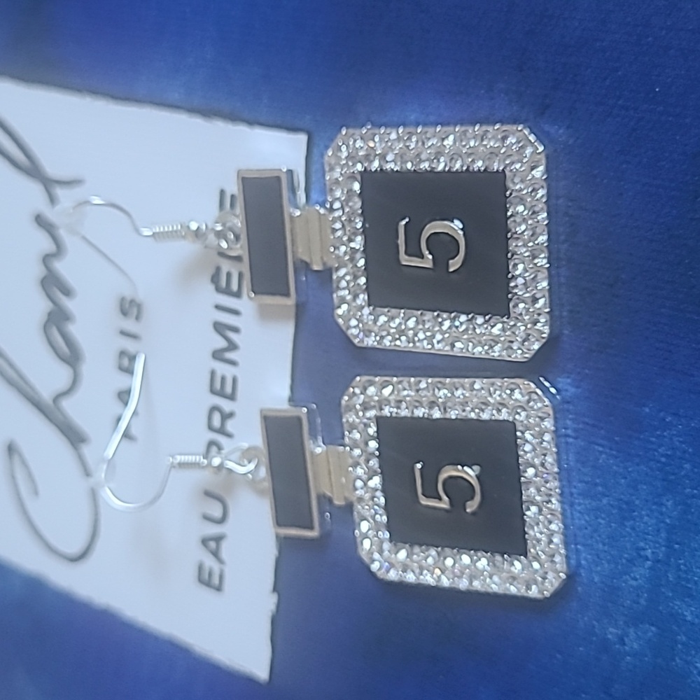 Isabella Black and Silvertone Perfume Bottle Earrings